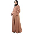 Front open abaya in premium CEY fabric- Beige